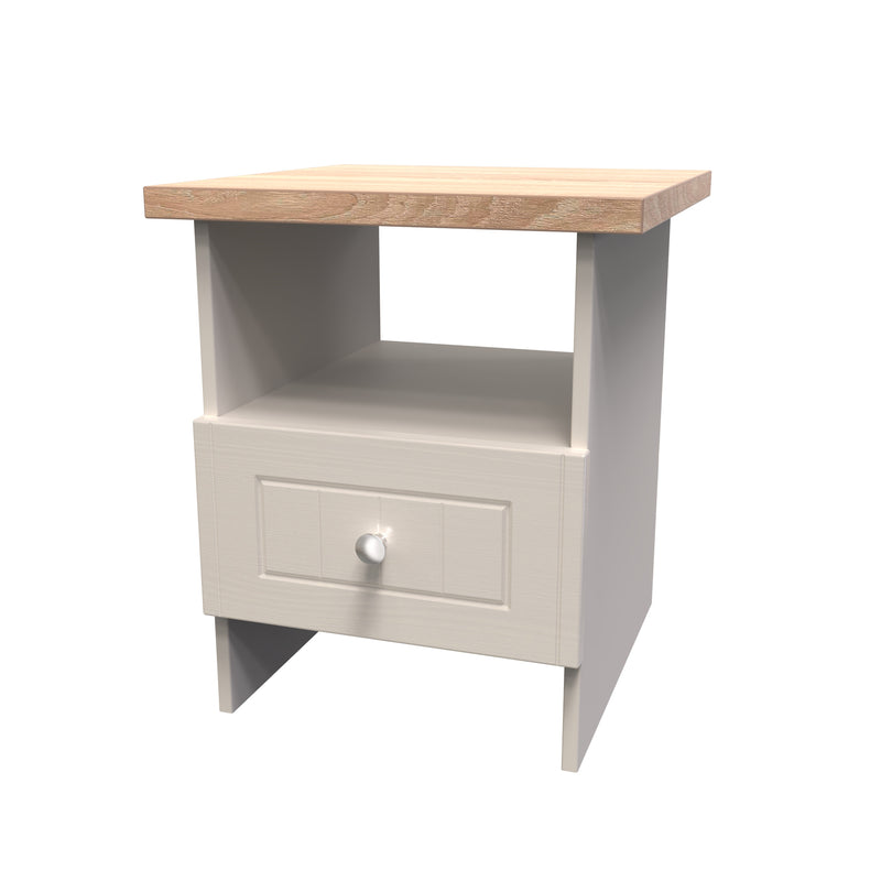 Lynton Ready Assembled Bottom Drawer Lamp Table In Kashmir Ash & Bardolino Oak