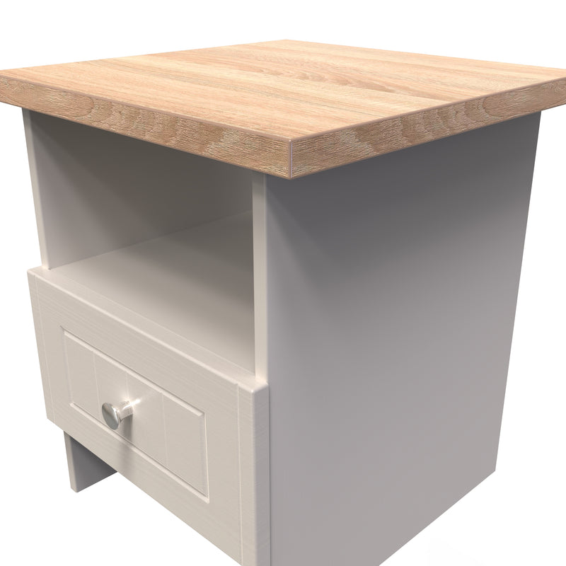 Lynton Ready Assembled Bottom Drawer Lamp Table In Kashmir Ash & Bardolino Oak