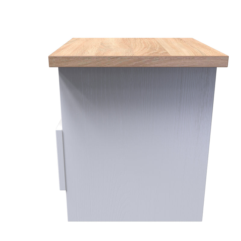 Lynton Ready Assembled Bottom Drawer Lamp Table in Porcelain Ash & Bardolino Oak