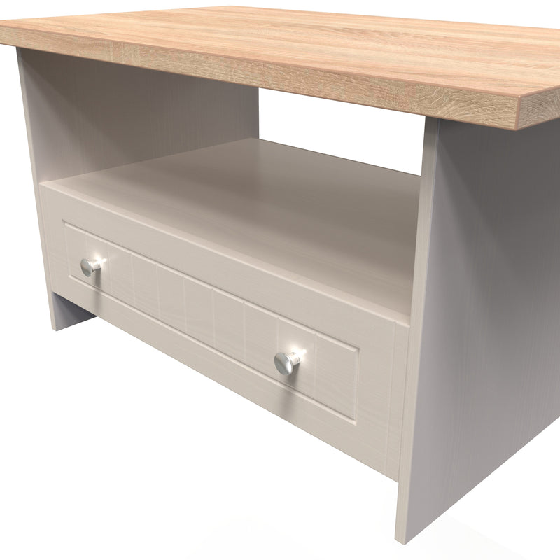 Lynton Ready Assembled Bottom Drawer Coffee Table In Kashmir Ash & Bardolino Oak