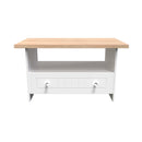 Lynton Ready Assembled Bottom Drawer Coffee Table In Porcelain Ash & Bardolino Oak