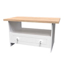 Lynton Ready Assembled Bottom Drawer Coffee Table In Porcelain Ash & Bardolino Oak