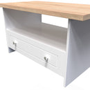 Lynton Ready Assembled Bottom Drawer Coffee Table In Porcelain Ash & Bardolino Oak