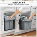HOMCOM Kitchen Cupboard Bin with 40L Dual Compartment, Pull Out Bin, Grey