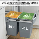 HOMCOM Kitchen Cupboard Bin with 40L Dual Compartment, Pull Out Bin, Grey