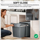 HOMCOM Kitchen Cupboard Bin with 40L Dual Compartment, Pull Out Bin, Grey