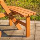 Outsunny Garden Round Table W/3 Attached Benches-Fir Wood