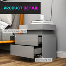 HOMCOM High Gloss Bedside Table with LED Light and 2 Drawers, Grey