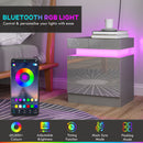 HOMCOM High Gloss Bedside Table with LED Light and 2 Drawers, Grey