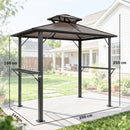 Outsunny 2.5 x 1.5 m Hardtop BBQ Grill Gazebo with Double Roof, Brown