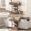 HOMCOM Console Table Hallway Table with Storage Shelves, Rustic Brown