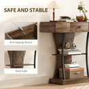 HOMCOM Console Table Hallway Table with Storage Shelves, Rustic Brown