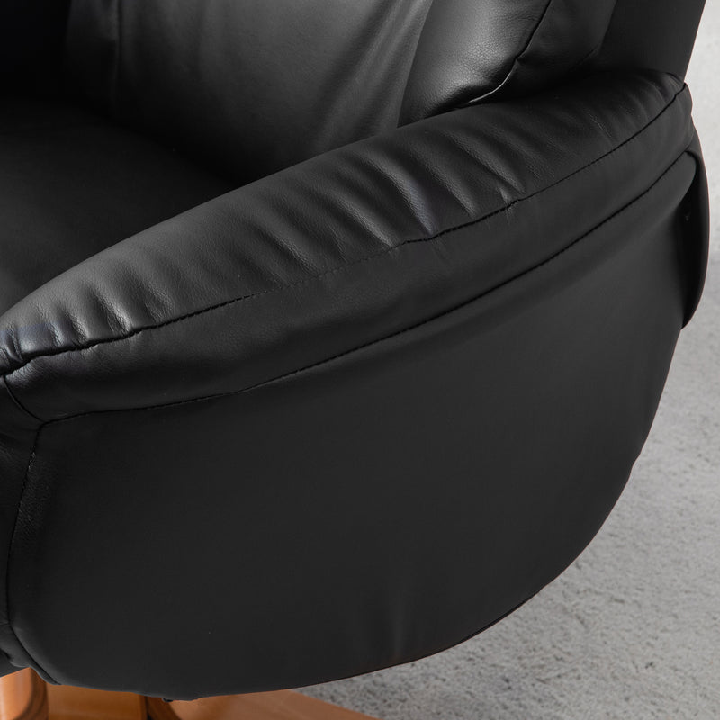 HOMCOM Recliner Armchair with Wood Base, Upholstered Reclining Chair