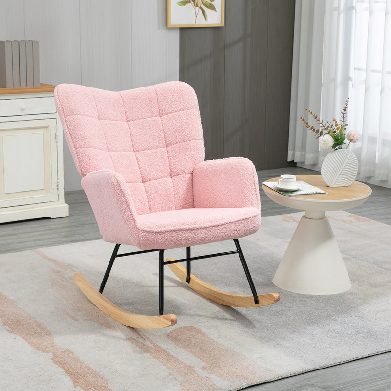 HOMCOM Wingback Rocking Chair for Nursing w/ Steel Frame
