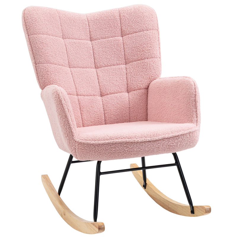 HOMCOM Wingback Rocking Chair for Nursing w/ Steel Frame