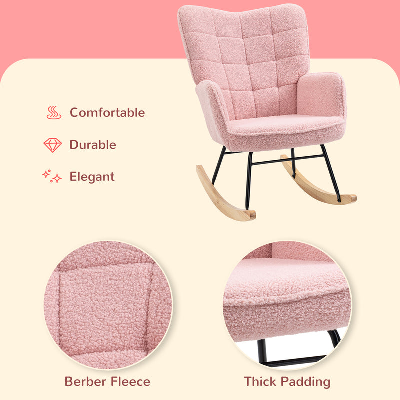 HOMCOM Wingback Rocking Chair for Nursing w/ Steel Frame