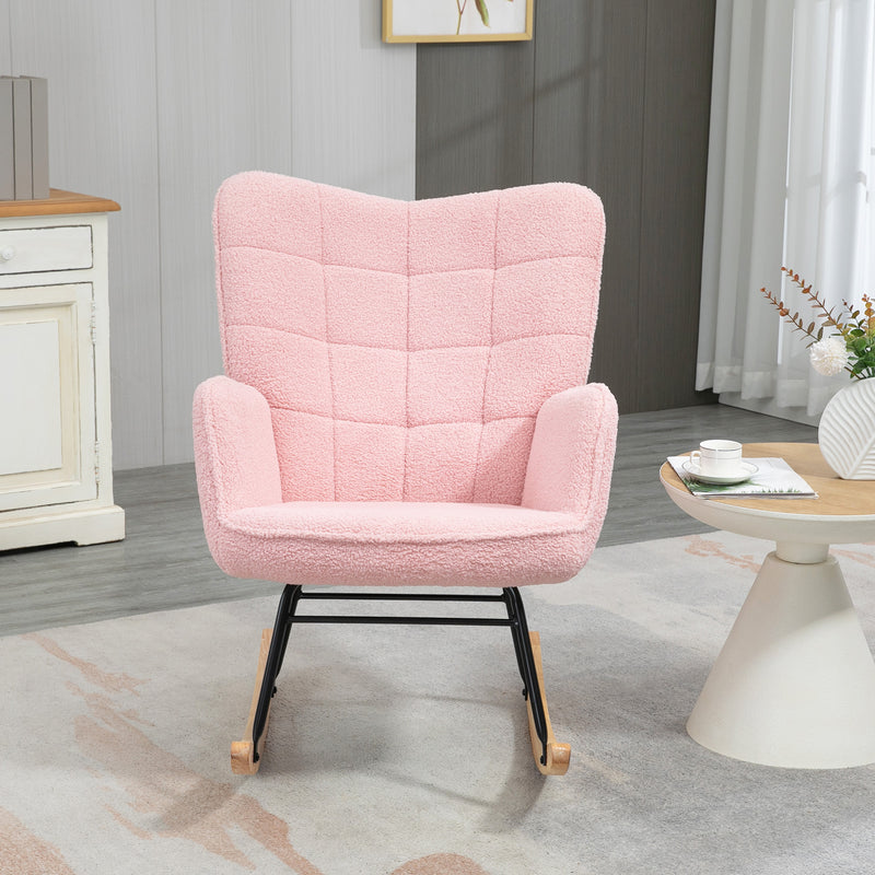 HOMCOM Wingback Rocking Chair for Nursing w/ Steel Frame