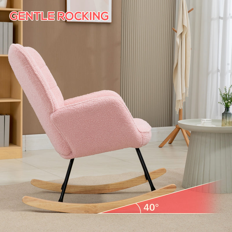 HOMCOM Wingback Rocking Chair for Nursing w/ Steel Frame