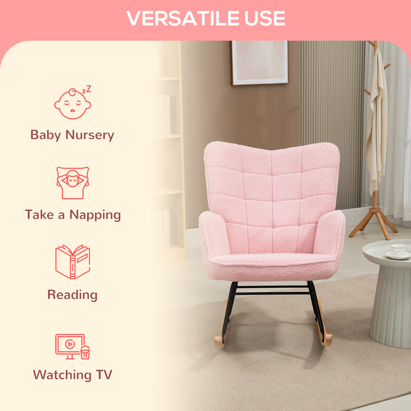 HOMCOM Wingback Rocking Chair for Nursing w/ Steel Frame