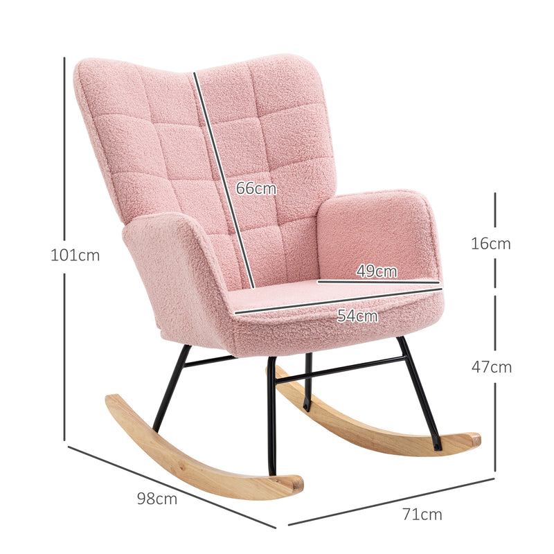 HOMCOM Wingback Rocking Chair for Nursing w/ Steel Frame
