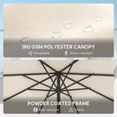 Outsunny 2.7 m Garden Parasol Umbrella with Cross Base, Sandbag, Cream White