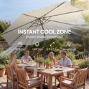 Outsunny 2.7 m Garden Parasol Umbrella with Cross Base, Sandbag, Cream White