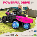 AIYAPLAY 12V Kids Ride on Car, Kids UTV with Electric Dump Bed, Pink