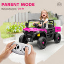 AIYAPLAY 12V Kids Ride on Car, Kids UTV with Electric Dump Bed, Pink