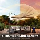 Outsunny 3 X 3 M Garden Cantilever Parasol W/ Light, Cover, Wind Protection