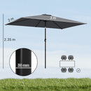 Outsunny Garden Parasol, Outdoor Umbrella With Tilt Function, Dark Grey
