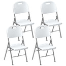 Outsunny Folding Chair With Steel Frame, Garden Chair Set, White