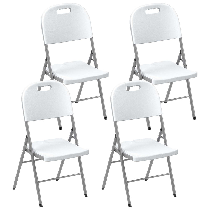 Outsunny Folding Chair With Steel Frame, Garden Chair Set, White