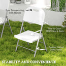 Outsunny Folding Chair With Steel Frame, Garden Chair Set, White