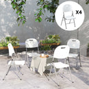 Outsunny Folding Chair With Steel Frame, Garden Chair Set, White