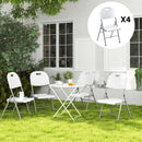 Outsunny Folding Chair With Steel Frame, Garden Chair Set, White