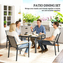Outsunny 5 Piece Garden Dining Set, Outdoor Table and 4 Chairs, Khaki