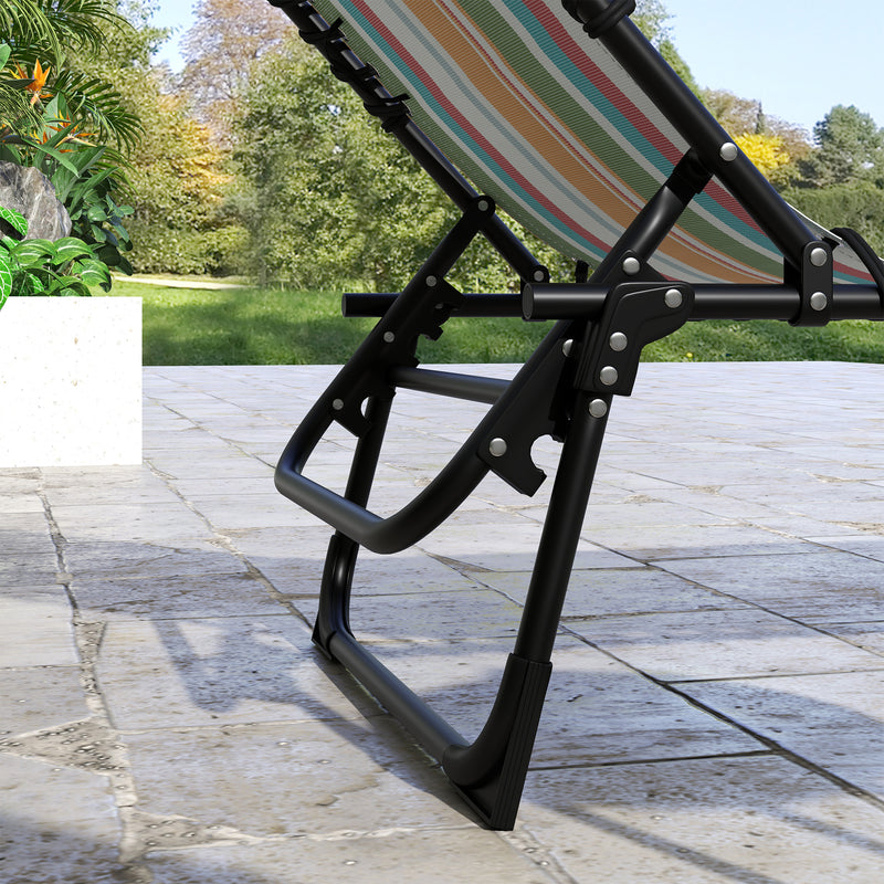 Outsunny 2 Pcs Folding Beach Chair Chaise Lounge 4 Adjustable Positions