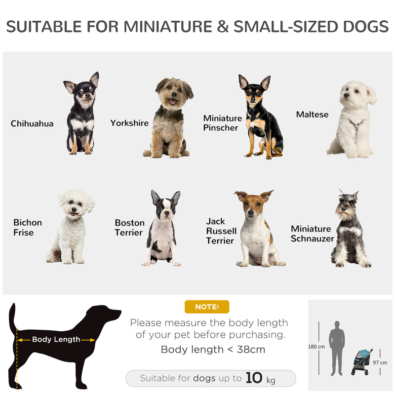 PawHut Pet Stroller for XS and S Dogs w/ Rain Cover