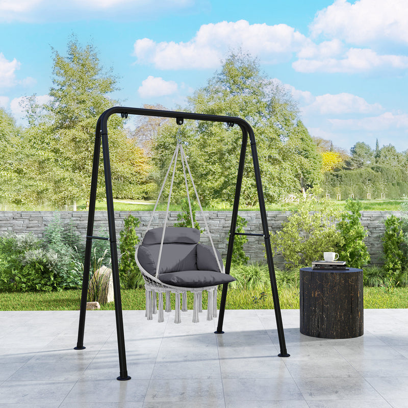 Outsunny Hammock Chair, Boho Hanging Swing Chair with Cushion