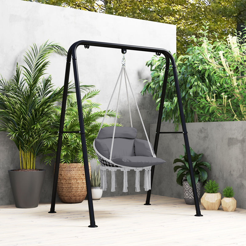 Outsunny Hammock Chair, Boho Hanging Swing Chair with Cushion