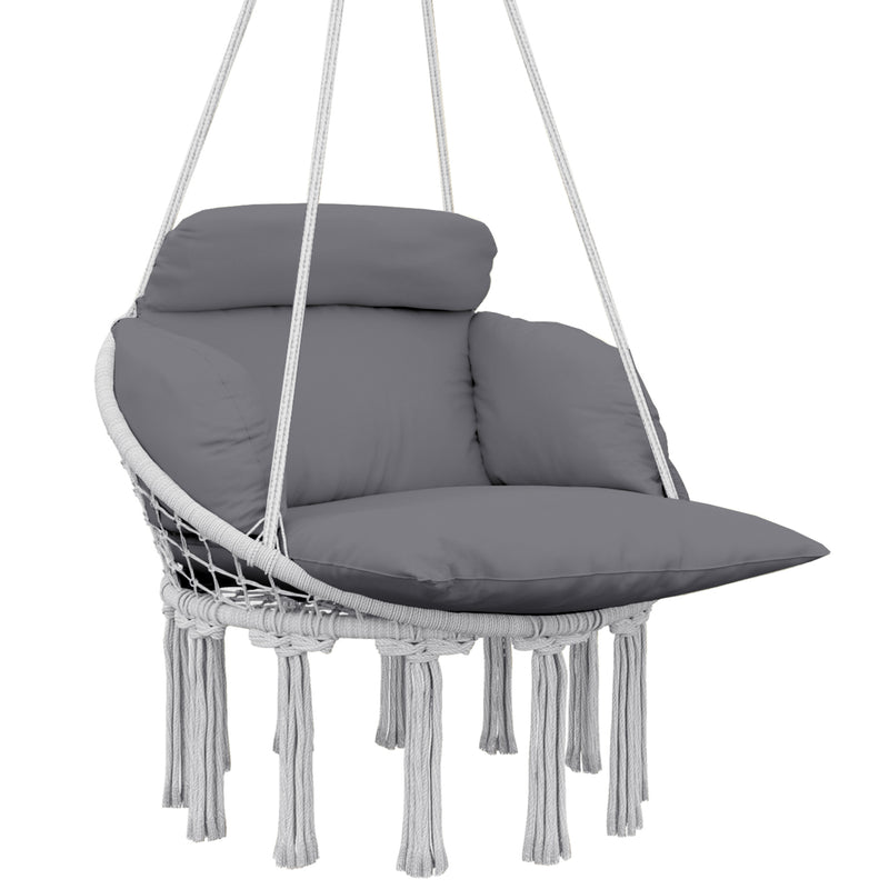 Outsunny Hammock Chair, Boho Hanging Swing Chair with Cushion