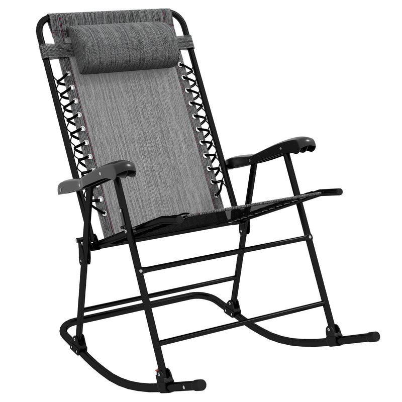 Outsunny Folding Rocking Chair Outdoor Portable Zero Gravity Chair Grey