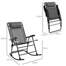 Outsunny Folding Rocking Chair Outdoor Portable Zero Gravity Chair Grey