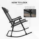 Outsunny Folding Rocking Chair Outdoor Portable Zero Gravity Chair Grey