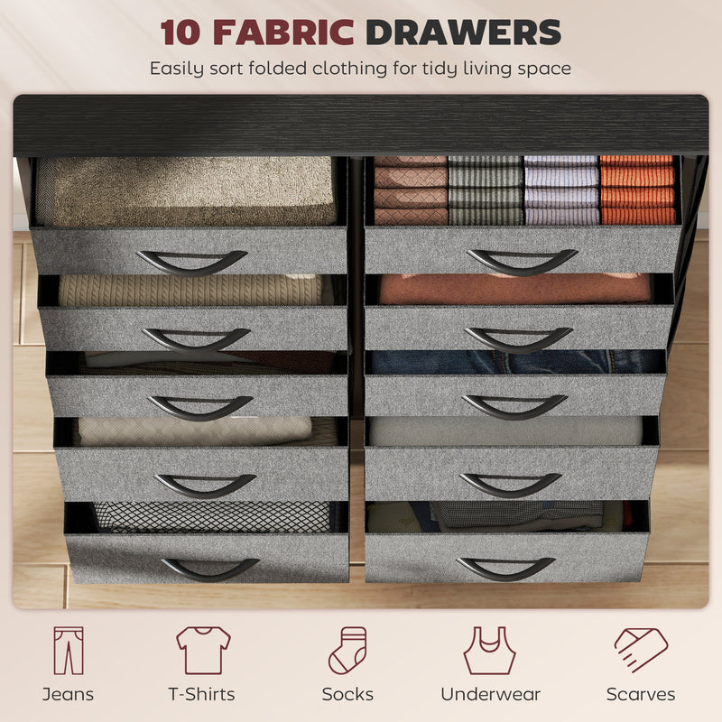 HOMCOM Fabric Chest of Drawers, 8 Drawer Dresser for Bedroom