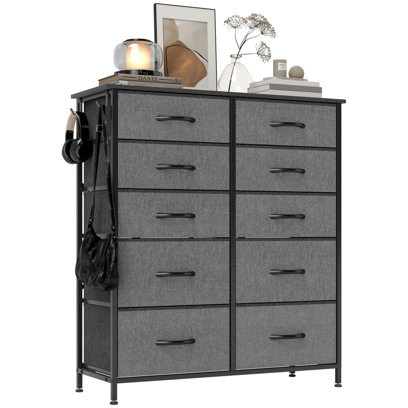HOMCOM Fabric Chest of Drawers, 8 Drawer Dresser for Bedroom