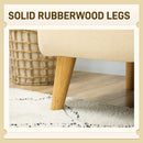 HOMCOM 2 Seater Sofa With 21cm Thick Padding And Wood Legs - Cream/Grey/Yellow