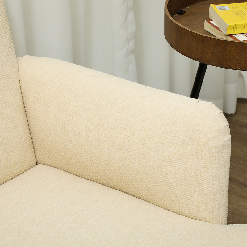 HOMCOM 2 Seater Sofa With 21cm Thick Padding And Wood Legs - Cream/Grey/Yellow