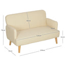 HOMCOM 2 Seater Sofa With 21cm Thick Padding And Wood Legs - Cream/Grey/Yellow
