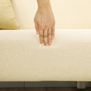 HOMCOM 2 Seater Sofa With 21cm Thick Padding And Wood Legs - Cream/Grey/Yellow